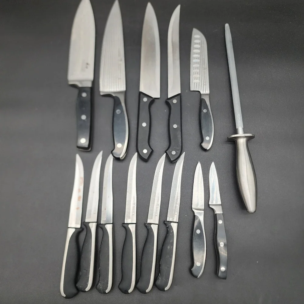 Henckels/Chicago Cutlery 15pc Black Stainless Steel Knife Set Block - READ